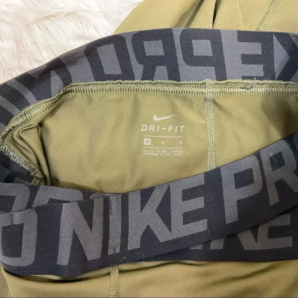Nike Just Do It Army Green Black Muscle Tank Leggings Matching Set M